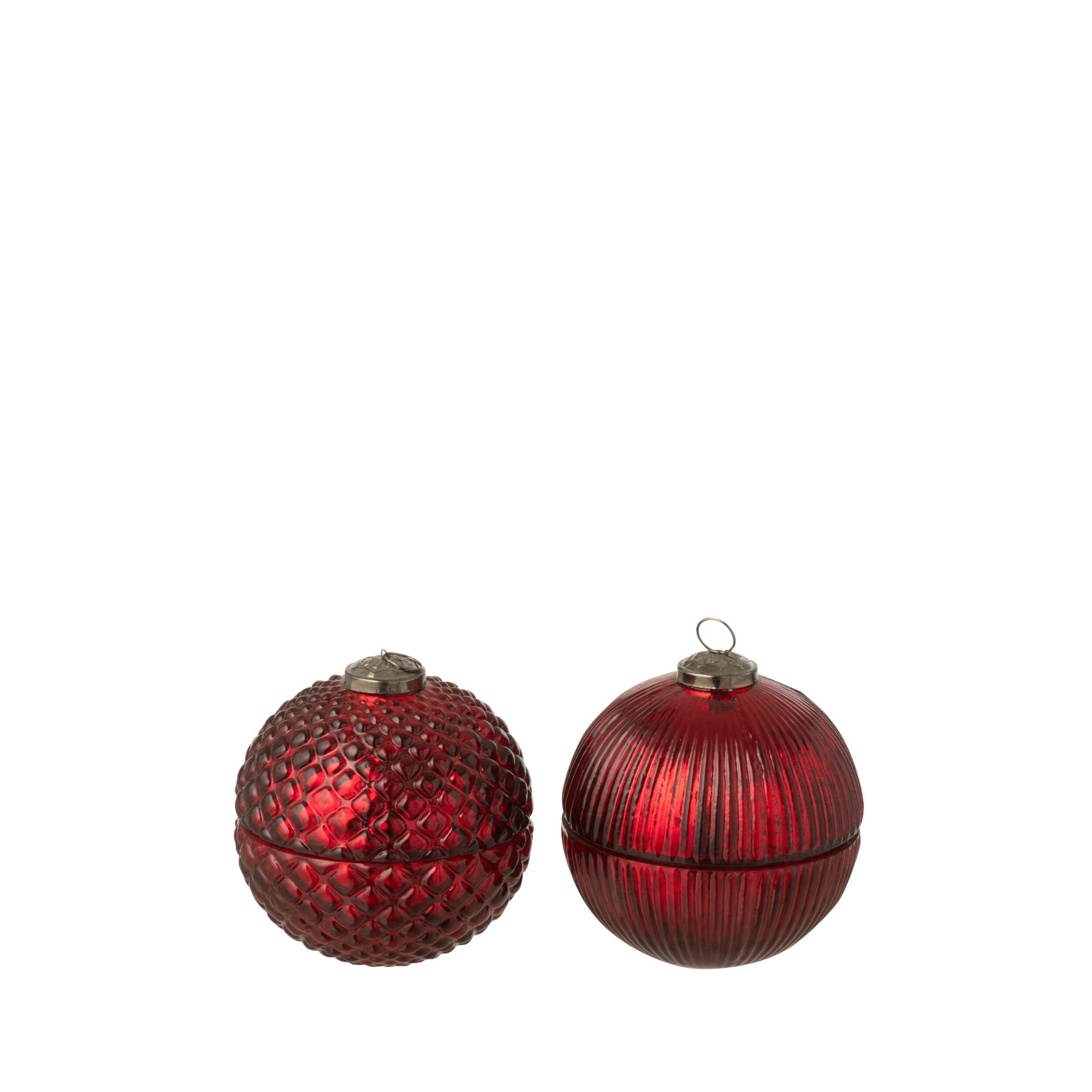 Geurkaars Kerstbal Glas Kerstrood Small Set van 2 J-Line