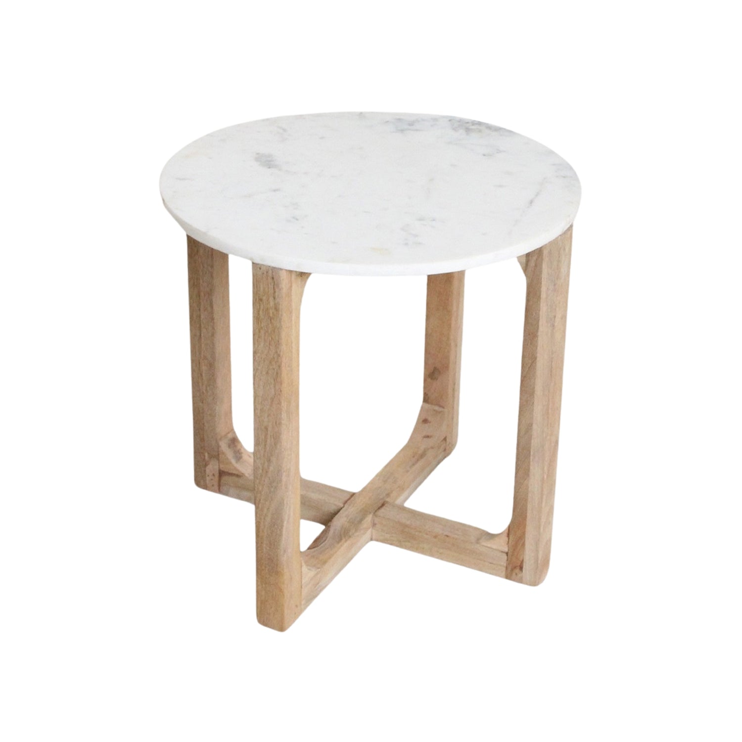 Marmeren bijzettafel Rond Wit Raw Materials