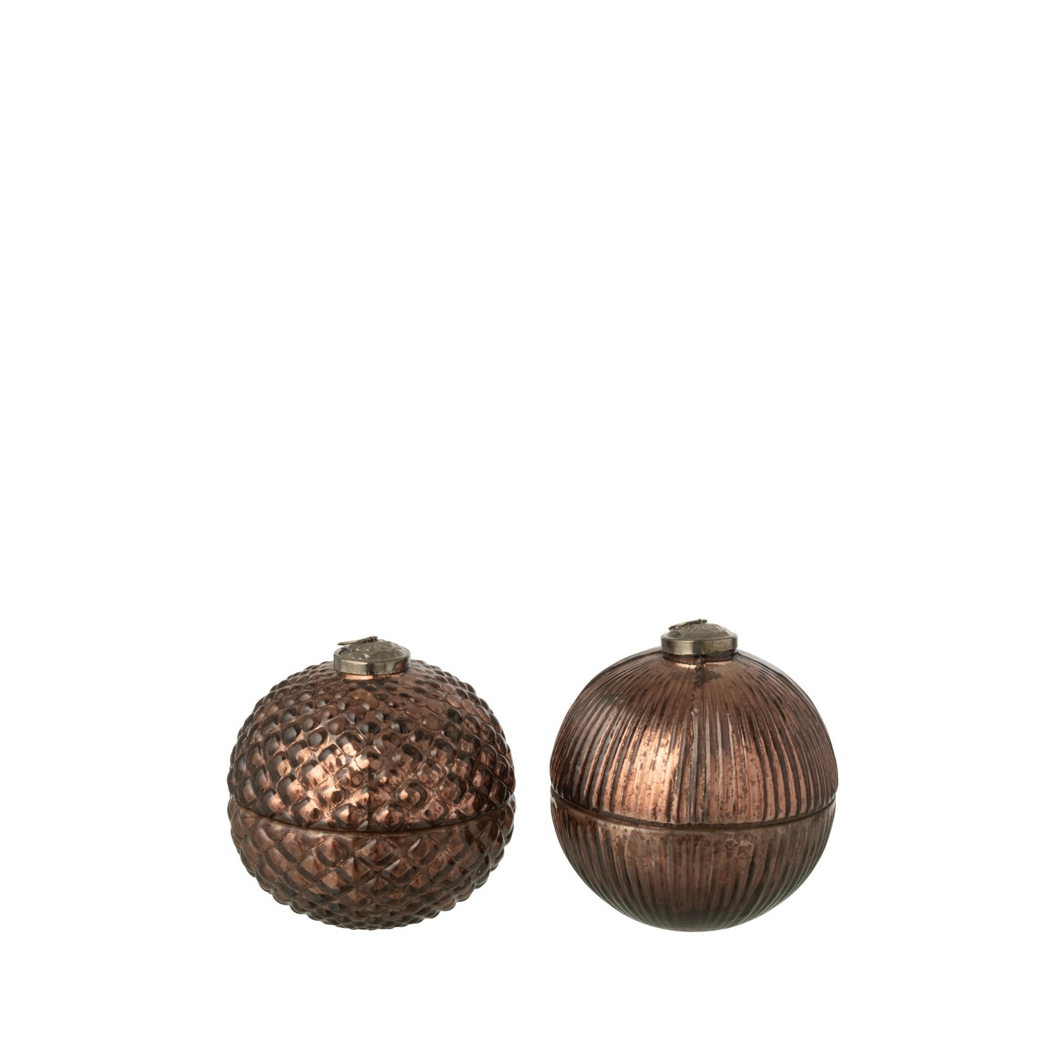 Geurkaars Kerstbal Glas Bruin Small Set van 2 J-Line