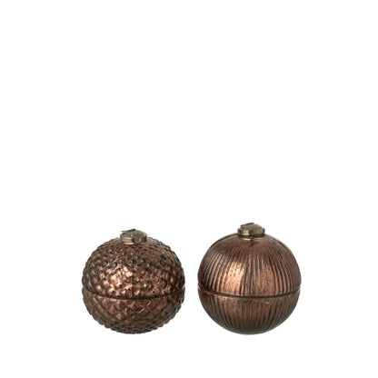 Geurkaars Kerstbal Glas Bruin Small Set van 2 J-Line