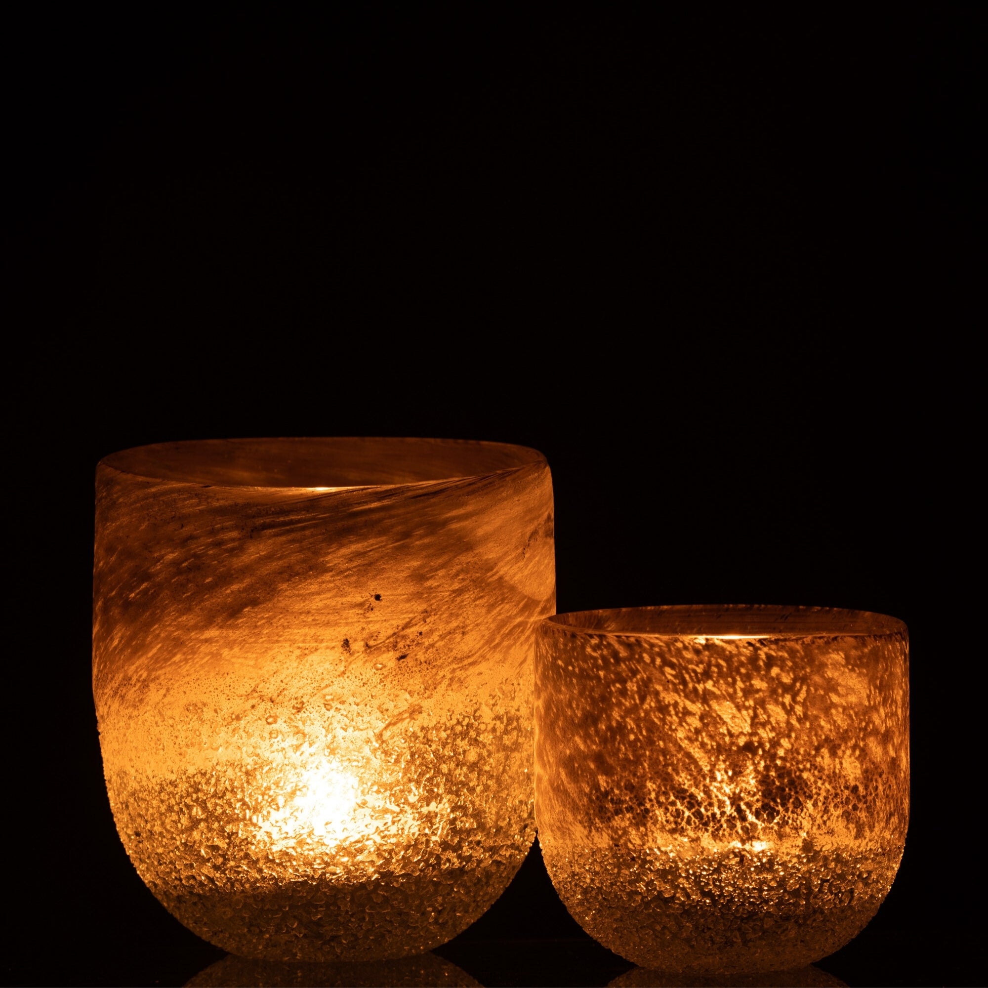 Set Theelichthouder &amp; Windlicht Scavo Glas Grijs J-Line