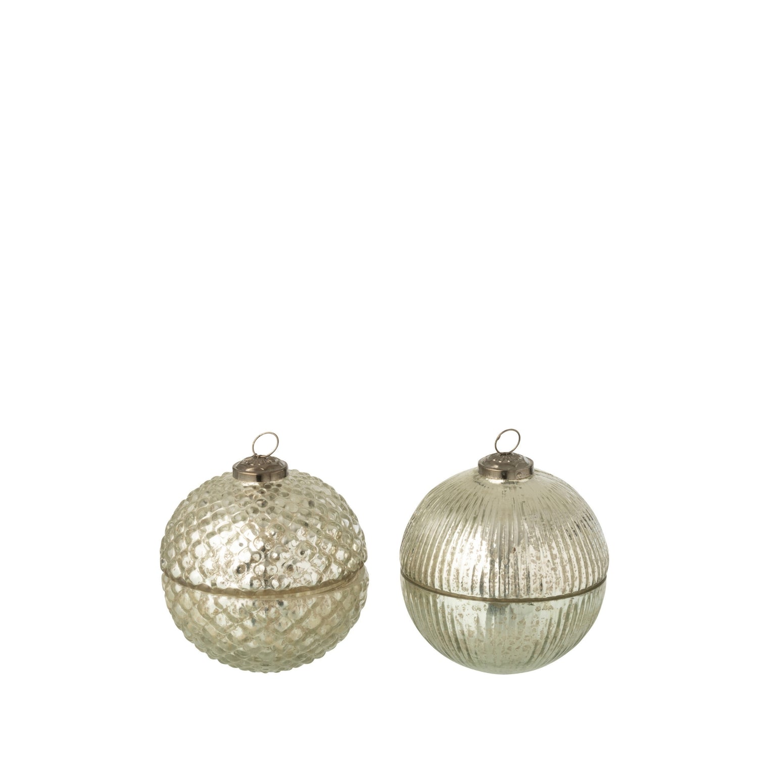 Geurkaars Kerstbal Glas Zilverkleurig Small J-Line Set van 2