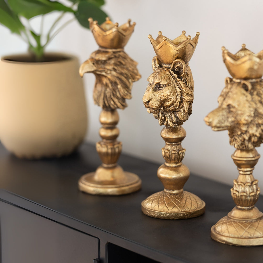 Kaarsenhouder Gekroonde Dieren Set van 3 J-Line