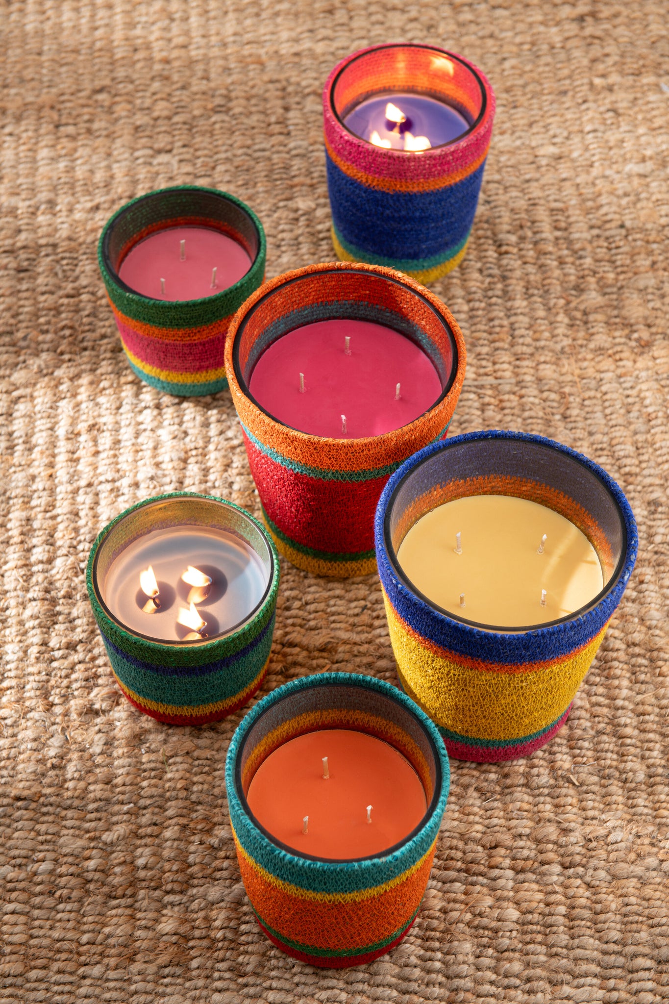 Geurkaars Mand Roze Was Mix Small-45 Uren Set van 2