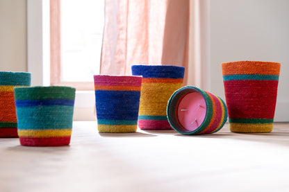 Geurkaars Mand Roze Was Mix Small-45 Uren Set van 2