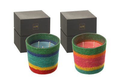 Geurkaars Mand Roze Was Mix Small-45 Uren Set van 2