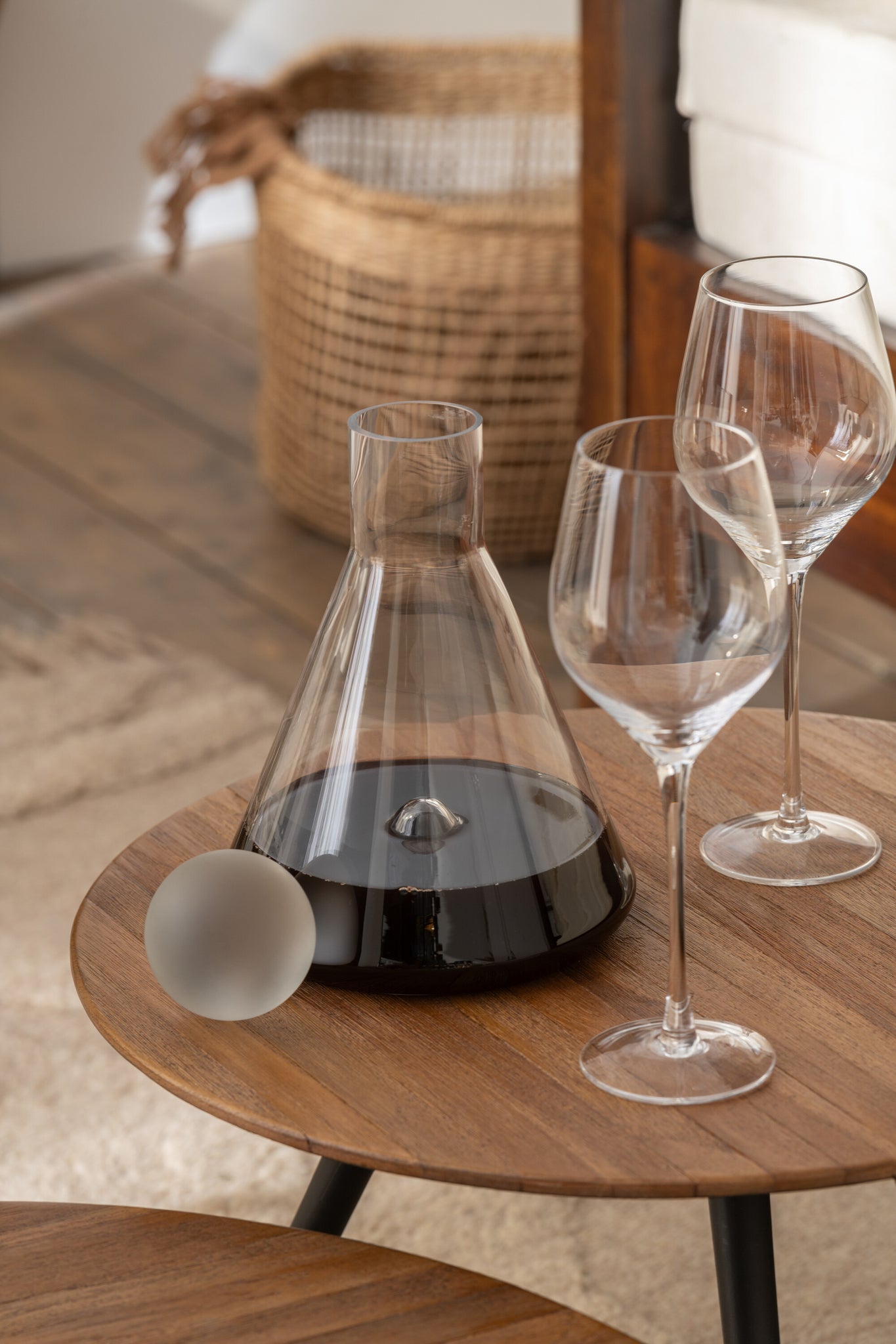 Set Van 4 Bijzettafel Rond Gerecycleerd Teak Naturel J-Line