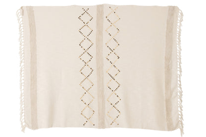Plaid Diamanten + Franjes Katoen/Pailletten Wit/Goud