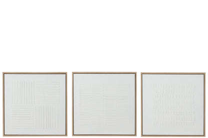 Schilderij Lines Canvas Wit Set van 3 J-Line