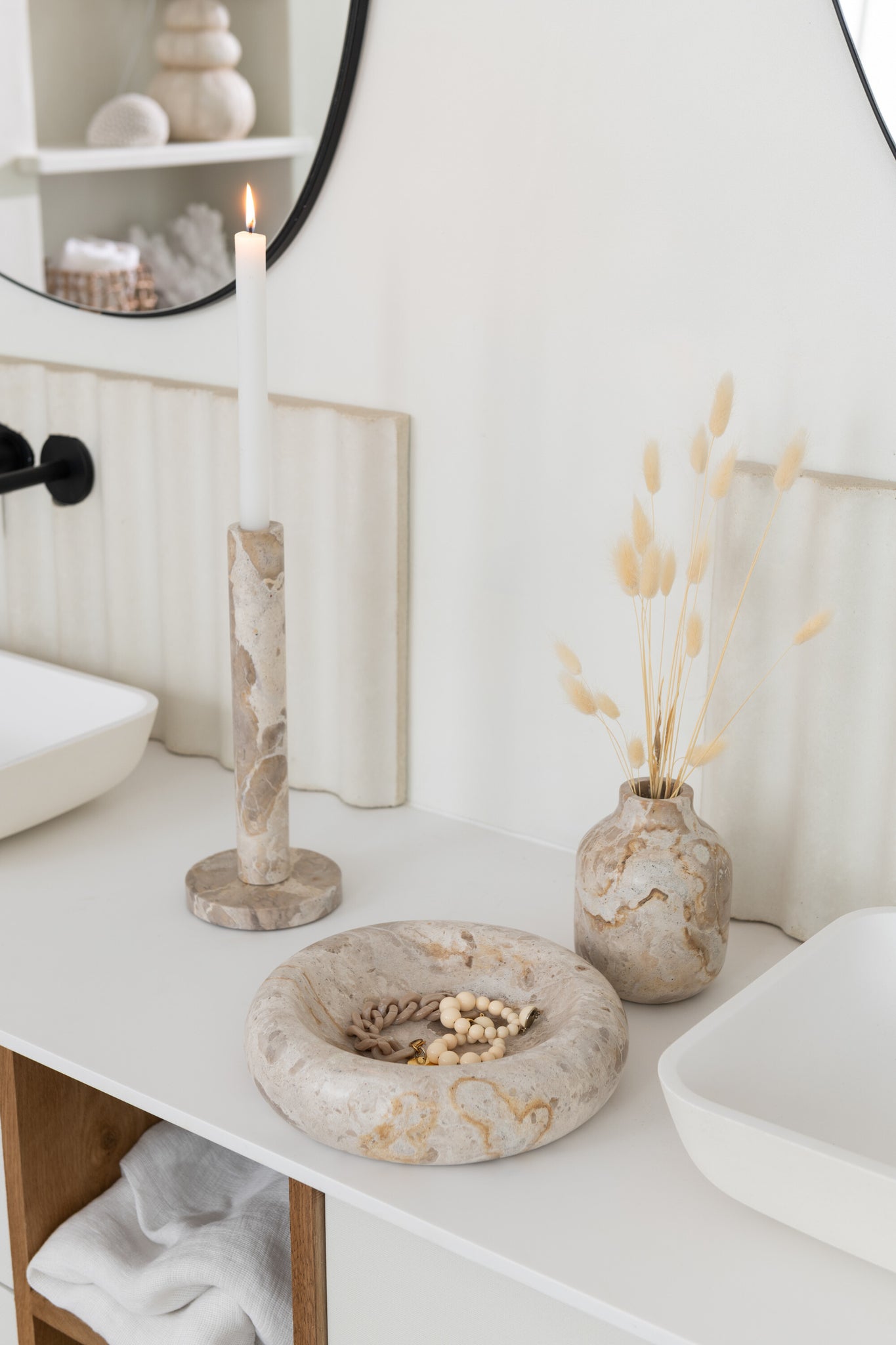 Luxe Marmeren Schaal Laag Beige Small J-Line