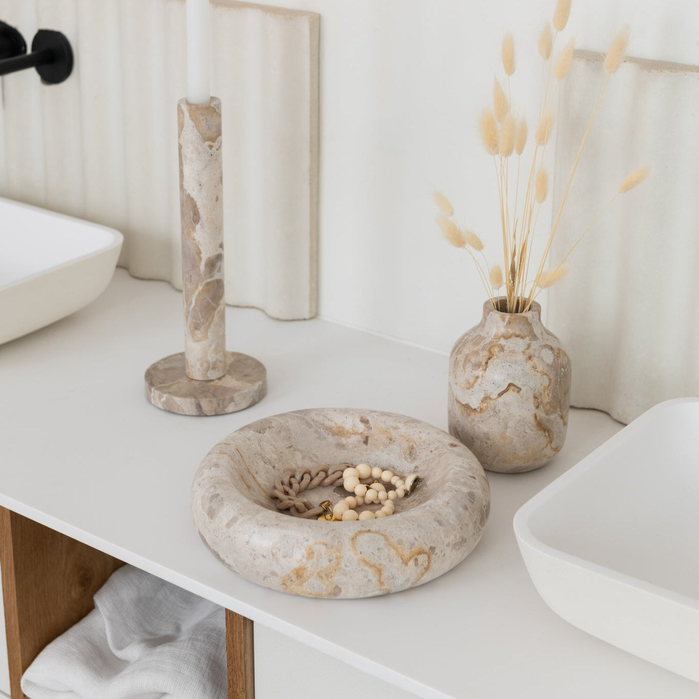 Luxe Marmeren Schaal Laag Beige Small J-Line