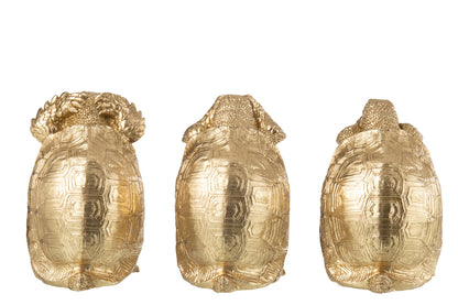 Schildpad Zien/Horen/Zwijgen Resin Goud Set van 3 J-Line