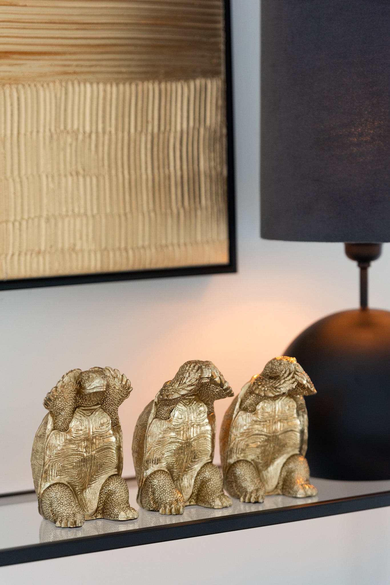 Schildpad Zien/Horen/Zwijgen Resin Goud Set van 3 J-Line