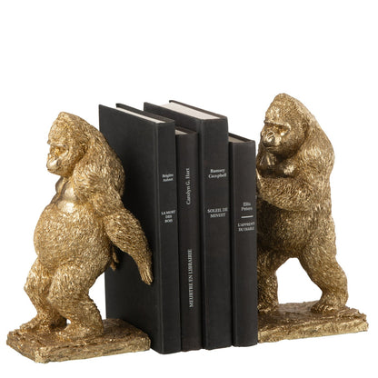 Boekensteun Gorilla Resin Goud Set van 2 J-Line