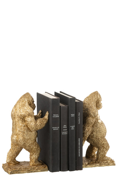 Boekensteun Gorilla Resin Goud Set van 2 J-Line