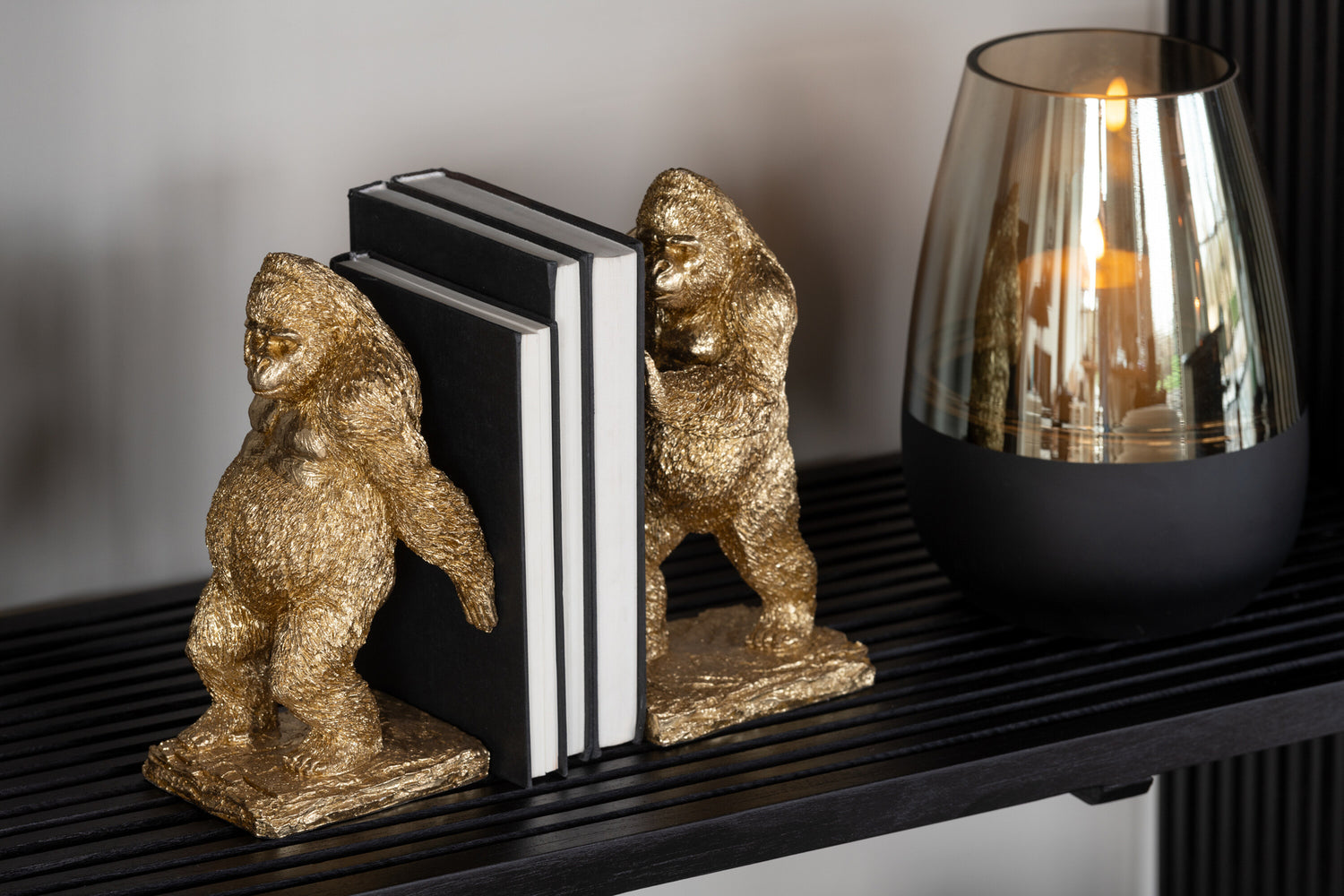 Boekensteun Gorilla Resin Goud Set van 2 J-Line
