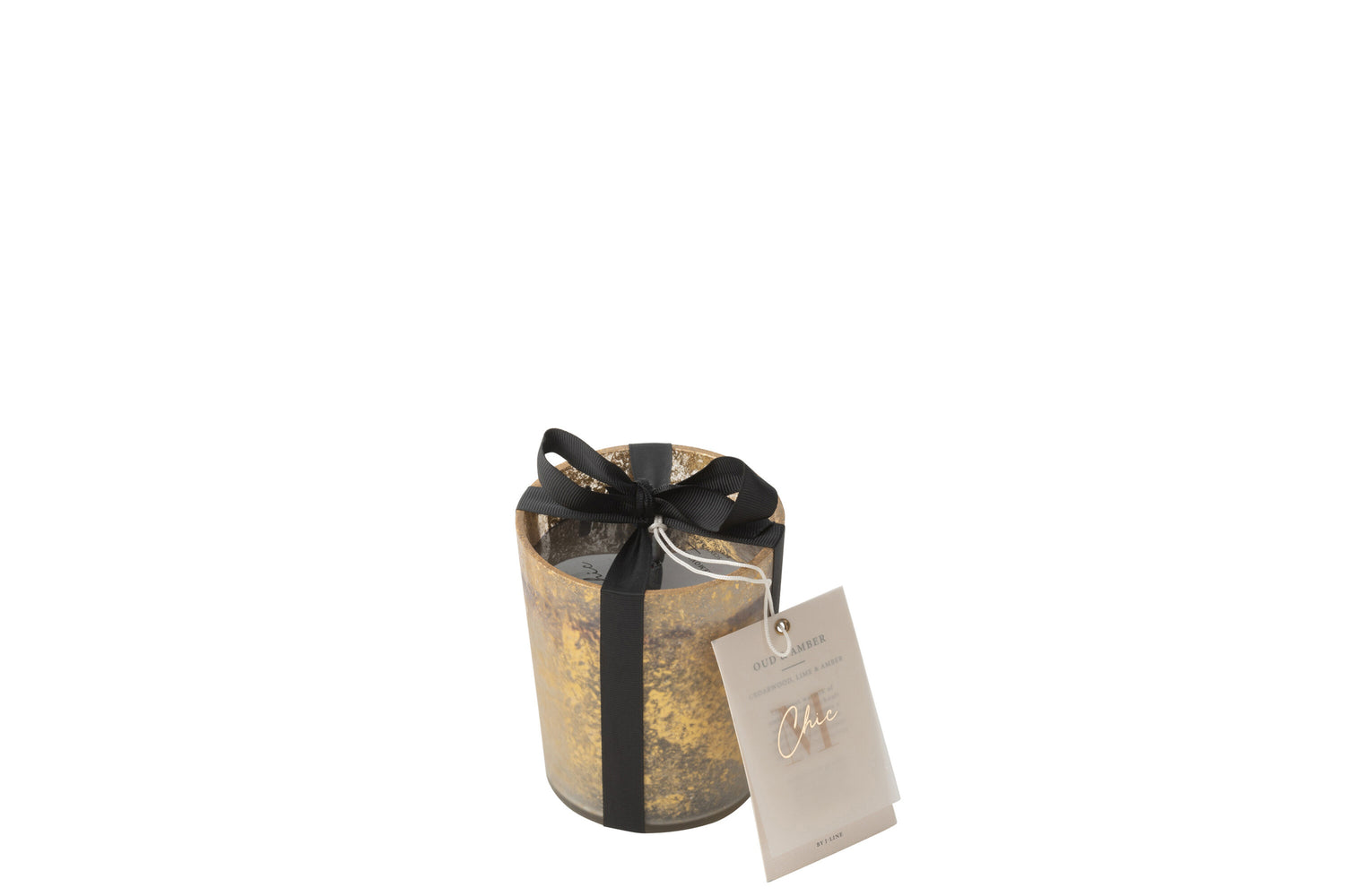 Geurkaars M-Chic Glas Goud/Zwart Small-48u