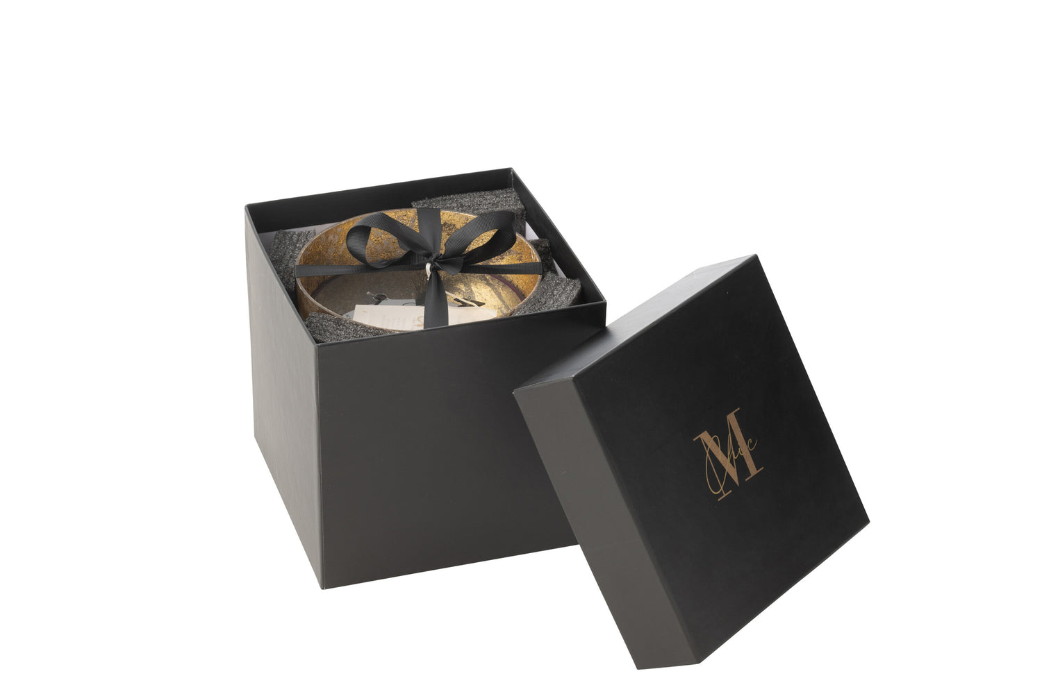 Geurkaars M-Chic Glas Goud/Zwart Medium-80u