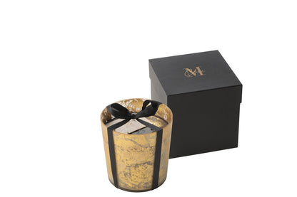 Geurkaars M-Chic Glas Goud/Zwart Medium-80u