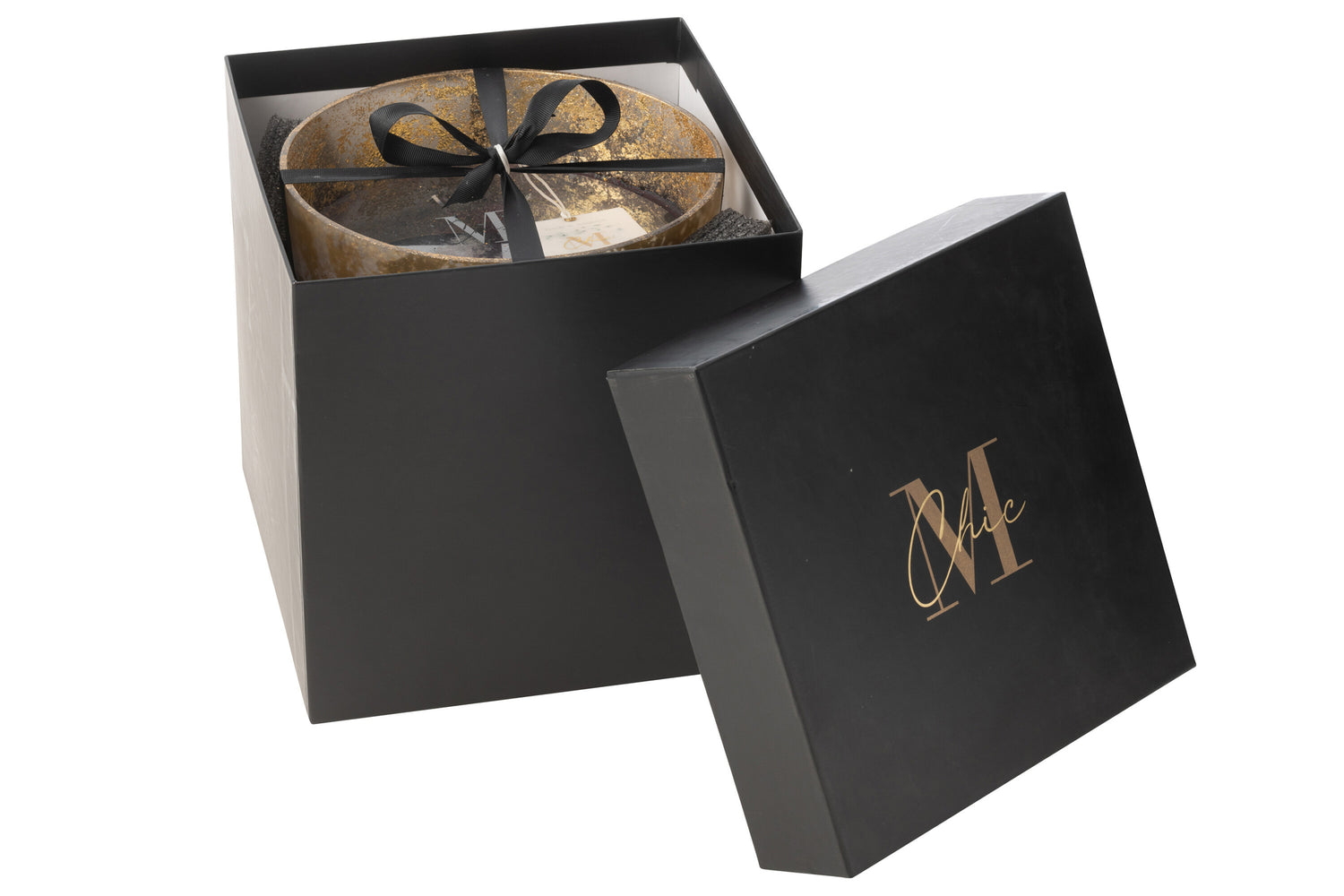 Geurkaars M-Chic Glas Goud/Zwart Large-140u