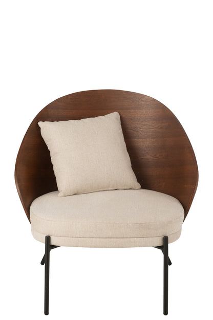 Loungestoel Lone Multiplex/Metaal Bruin/Beige J-Line