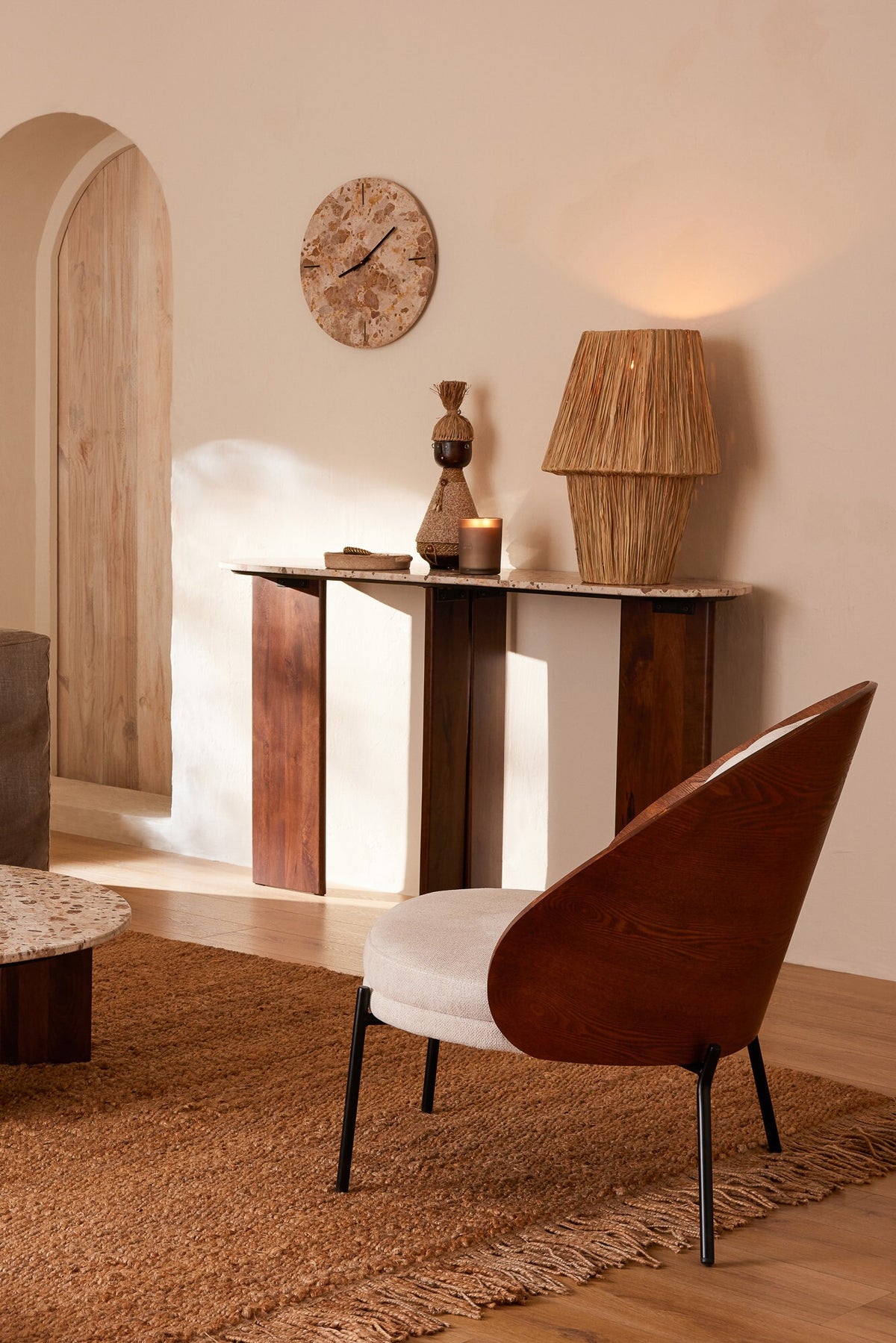 Loungestoel Lone Multiplex/Metaal Bruin/Beige J-Line