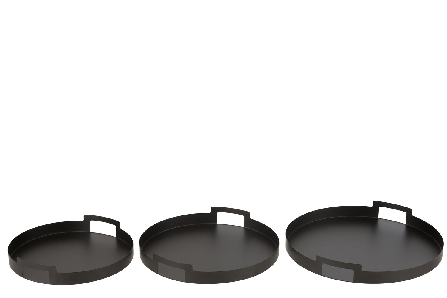 Dienblad Rond Metaal Zwart Set van 3 J-Line