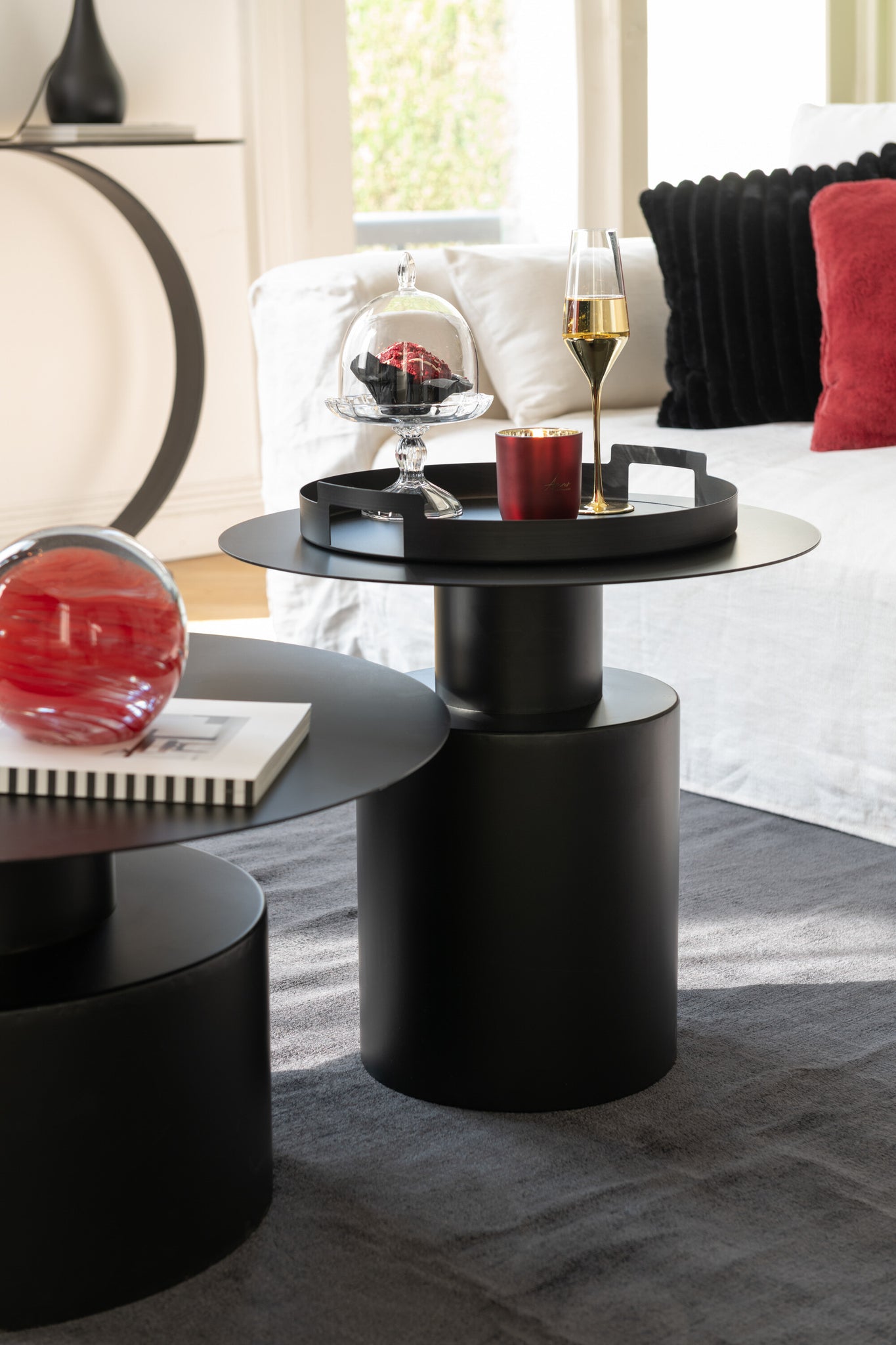 Dienblad Rond Metaal Zwart Set van 3 J-Line