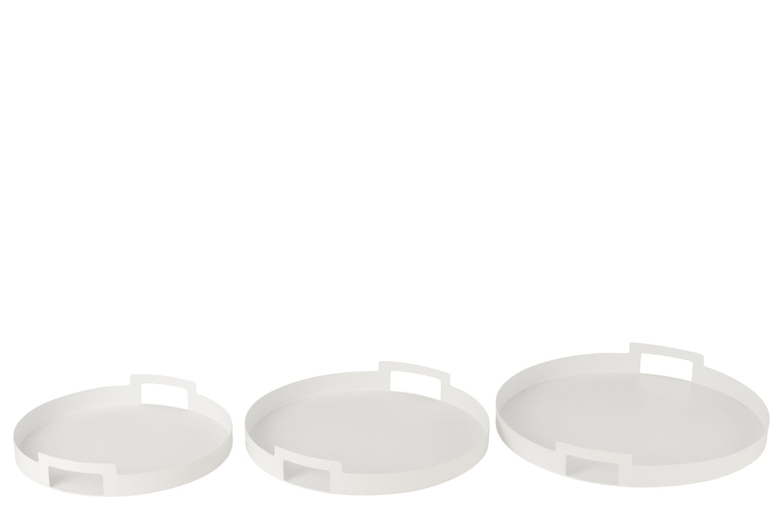 Dienblad Rond Metaal Wit Set van 3 J-Line