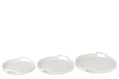 Dienblad Rond Metaal Wit Set van 3 J-Line