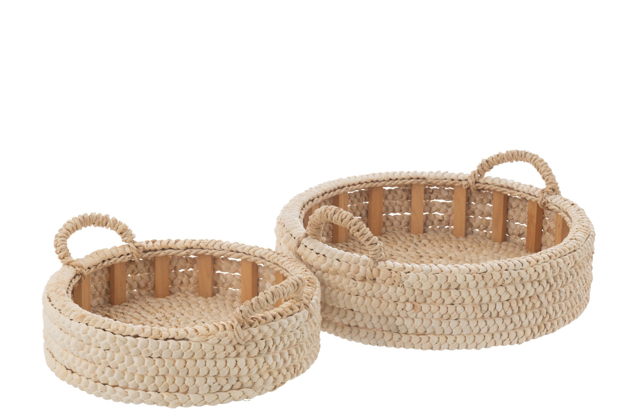Plateau Rond Maiskolfbladeren/Multiplex Naturel Set van 2 J-Line