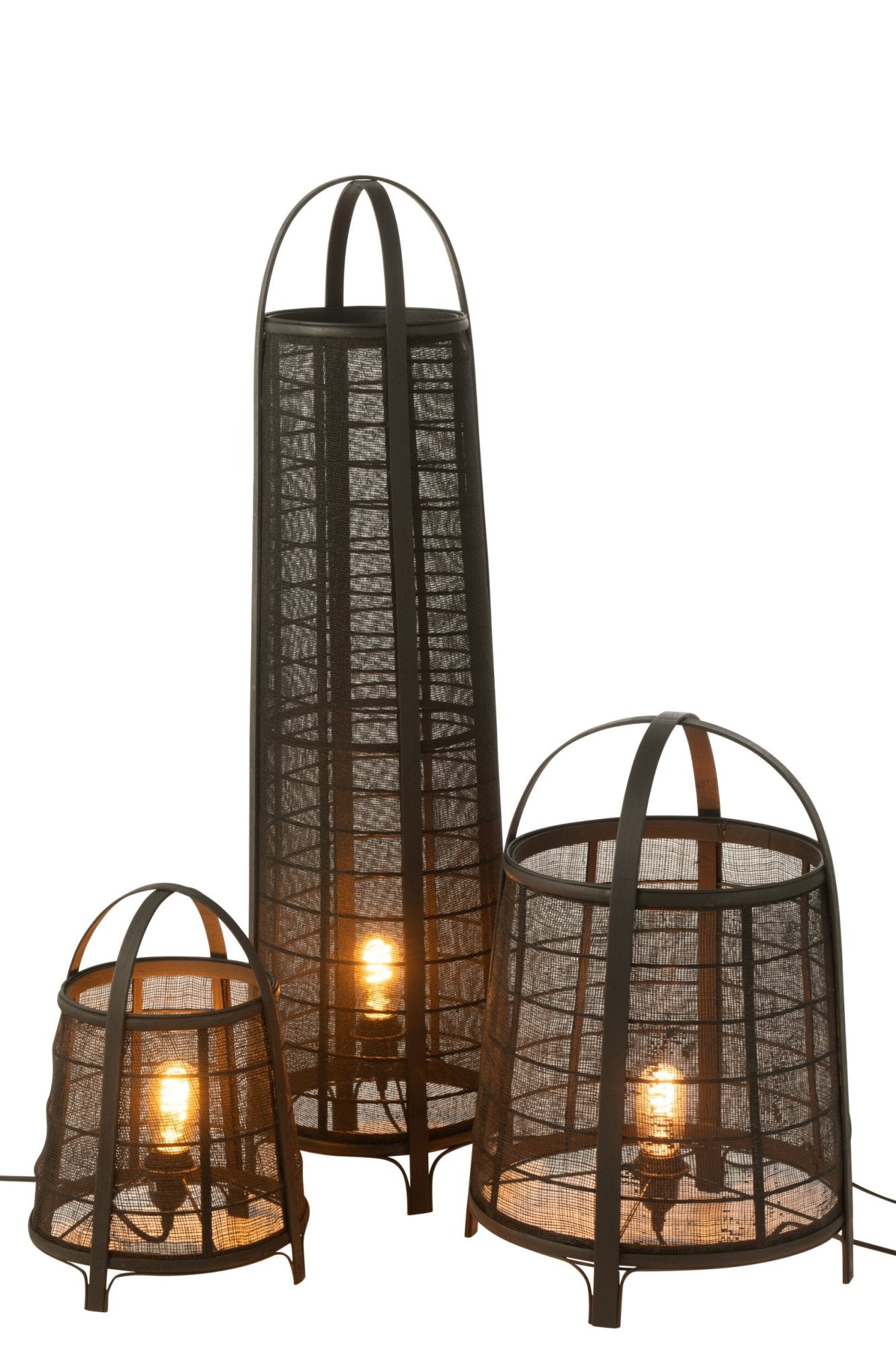 Vloerlamp Don Katoen Bamboe Zwart H 100cm J-Line