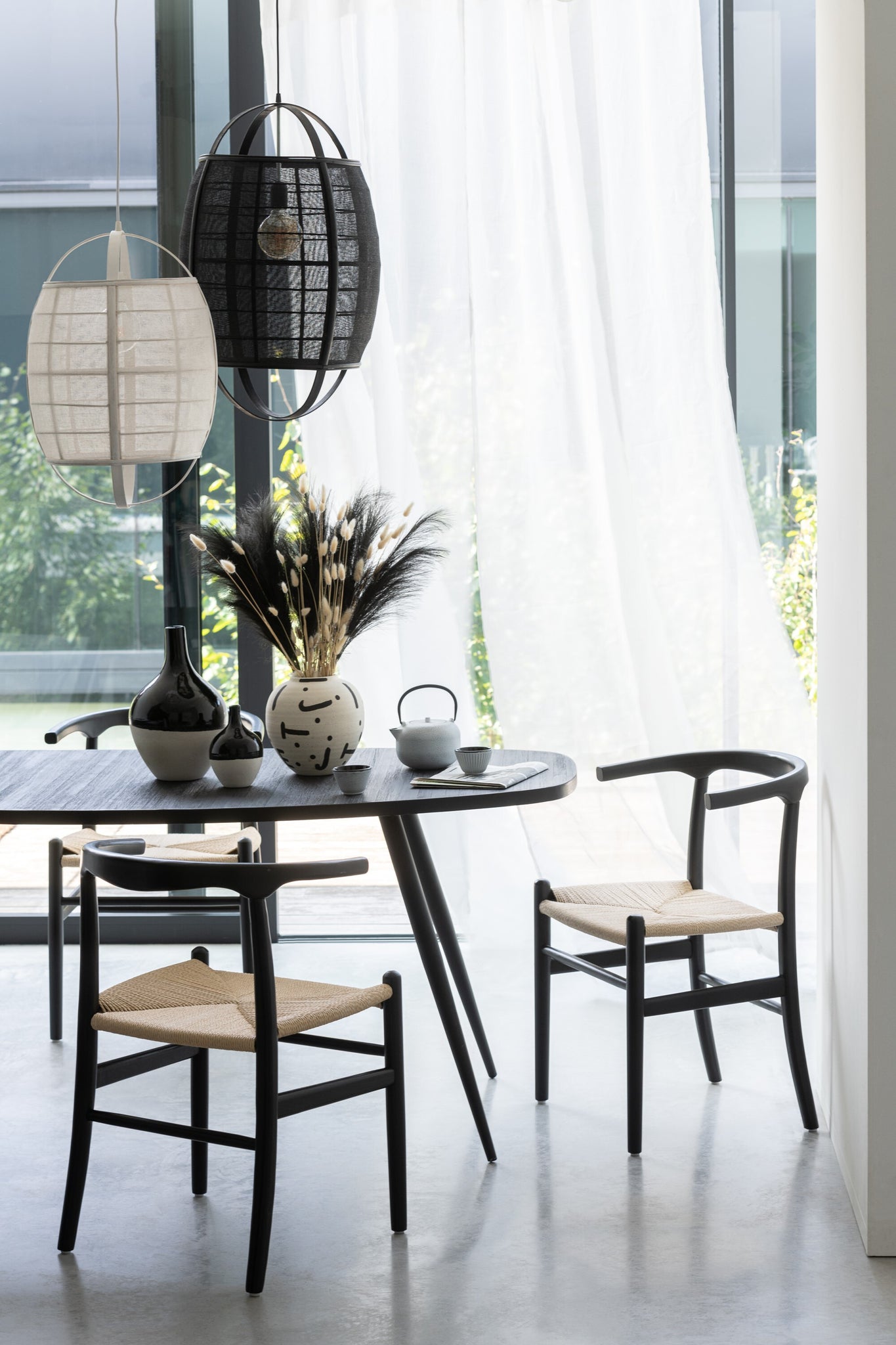 Hanglamp Ion Linnen/Bamboe Wit Small J-Line