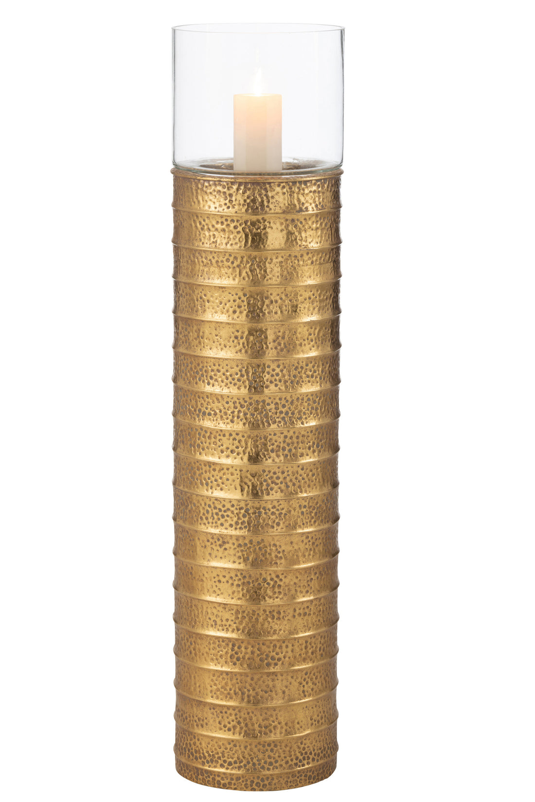 Kaarshouder Zuil Metaal/Glas Goud Large J-Line