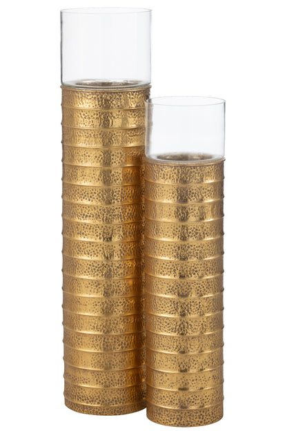 Kaarshouder Zuil Metaal/Glas Goud Large J-Line