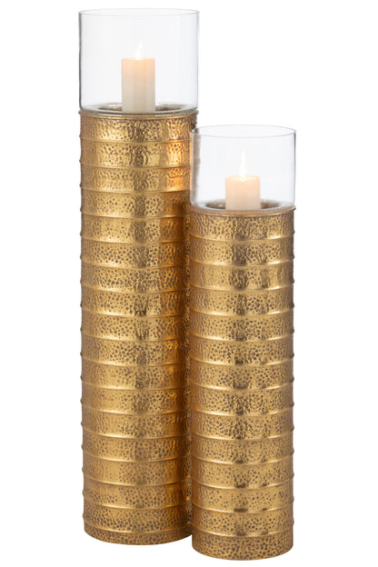 Kaarshouder Zuil Metaal/Glas Goud Large J-Line