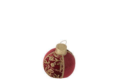 Bal Decoratief Patroon Polyfoam/Textiel Rood/Goud Medium J-Line