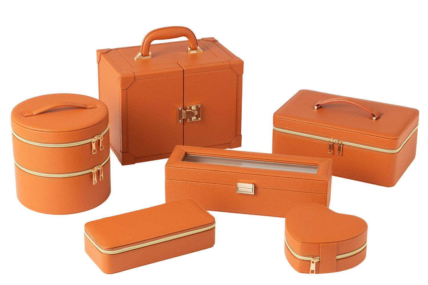Juwelenkoffer Met Handvat Kunstleder Cognac J-Line
