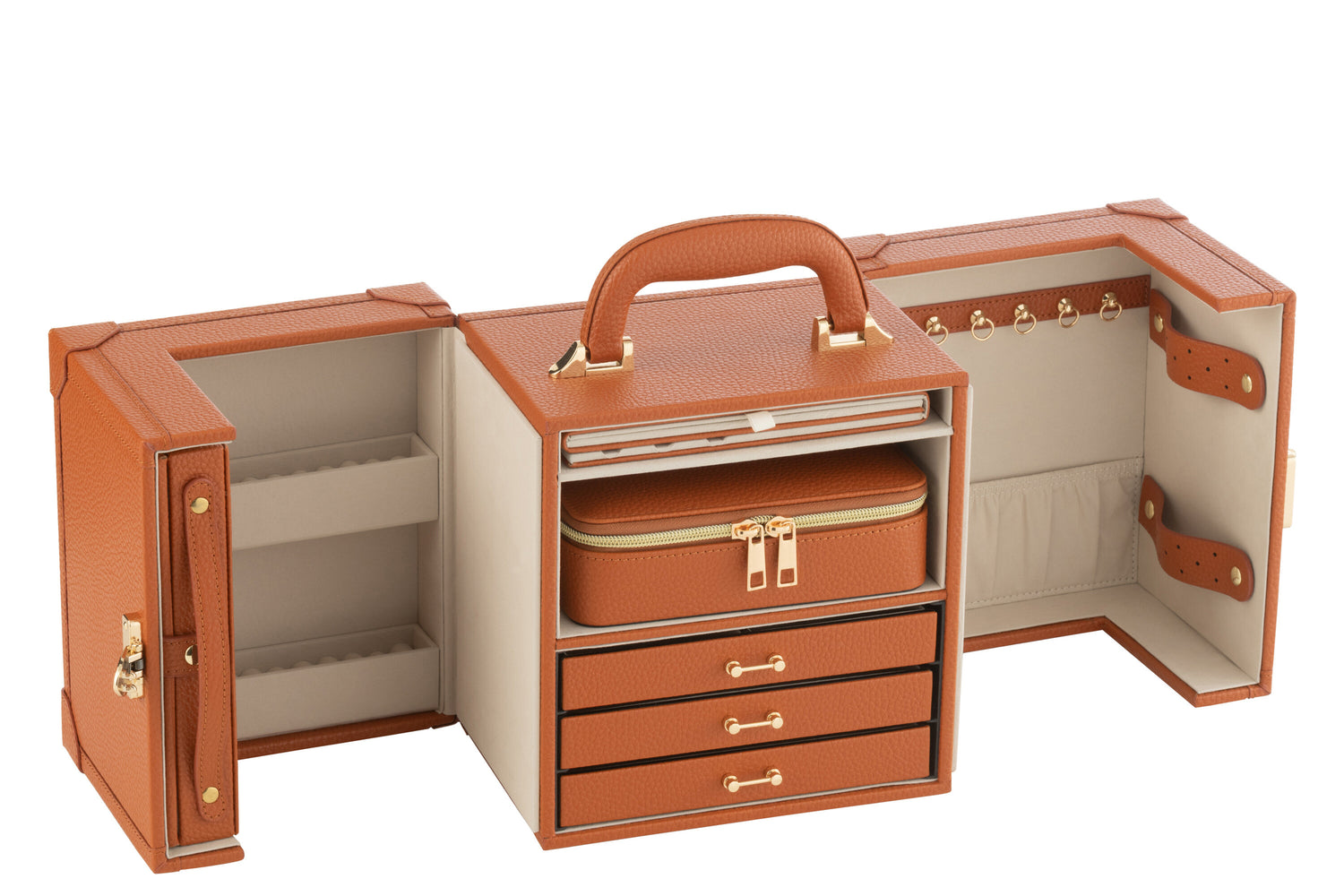 Juwelenkoffer Met Handvat Kunstleder Cognac J-Line