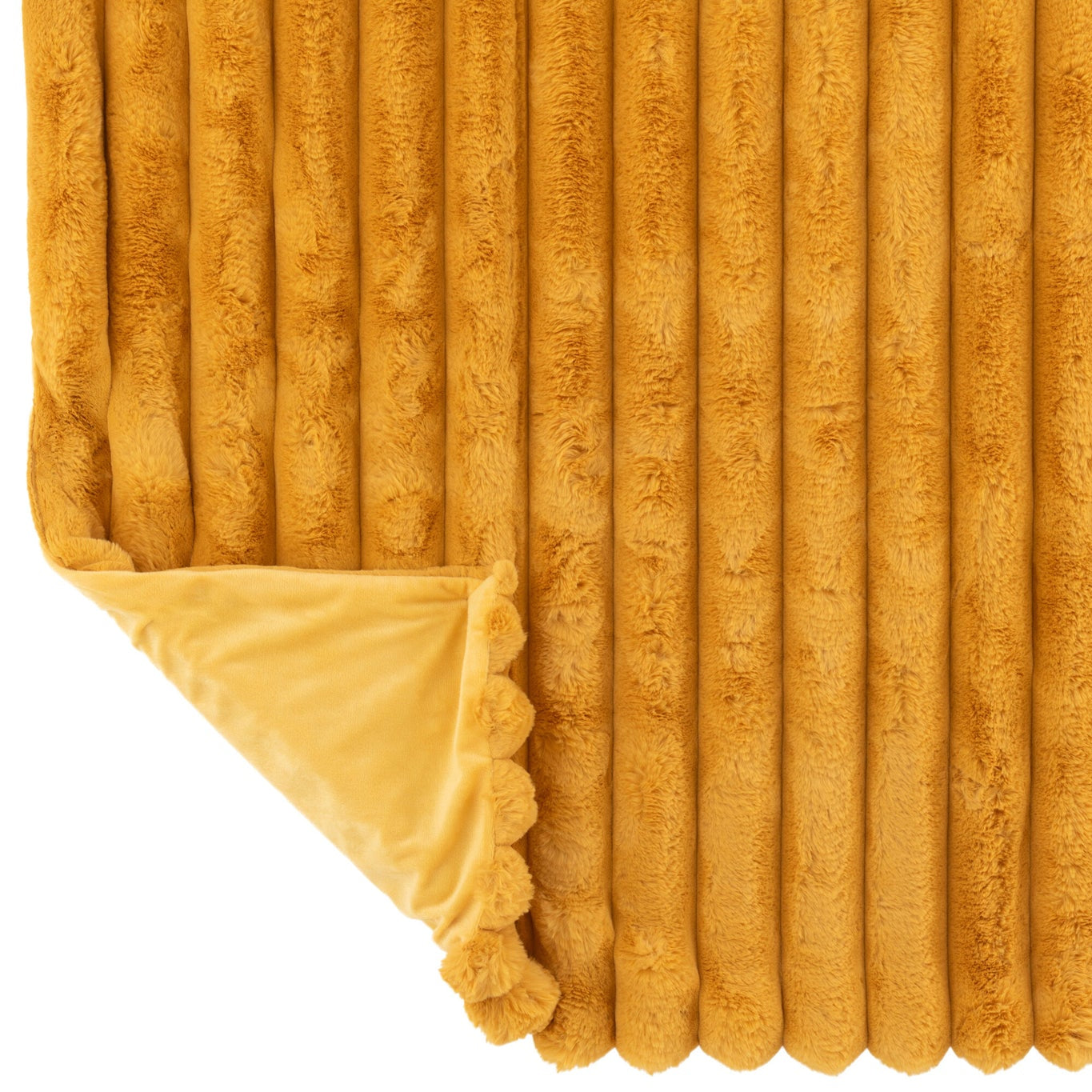 Plaid Large Corduroy Polyester Oker 180cmx130cm J-line