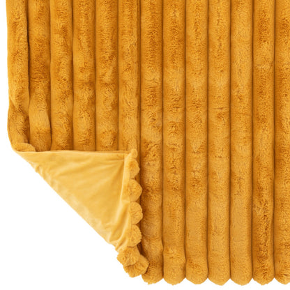 Plaid Large Corduroy Polyester Oker 180cmx130cm J-line