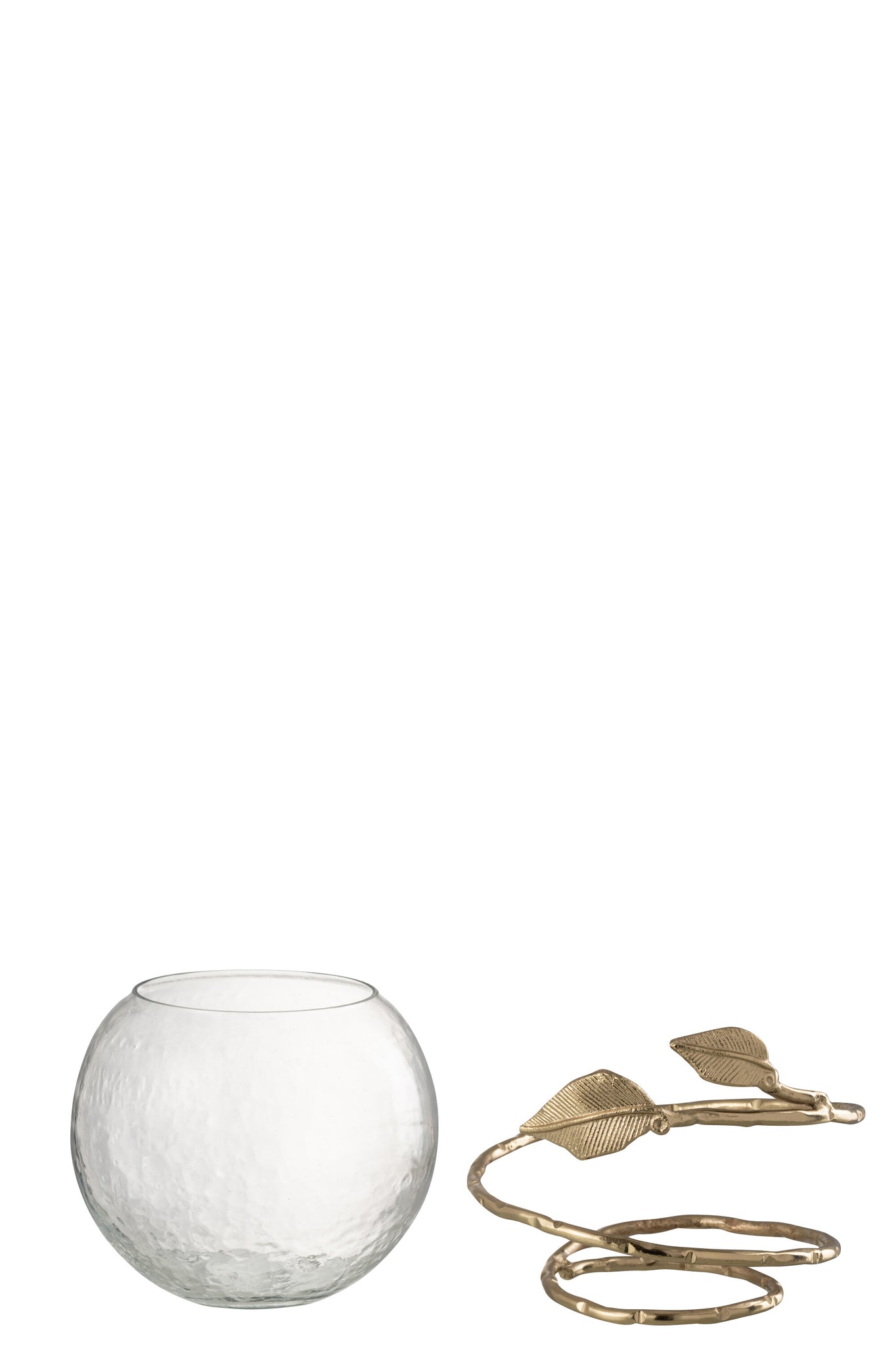 Vaas Blad Schaal Glas/Ijzer Transparant/Goud