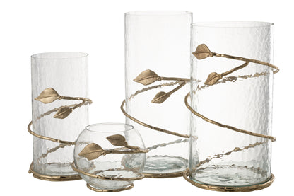 Vaas Blad Schaal Glas/Ijzer Transparant/Goud