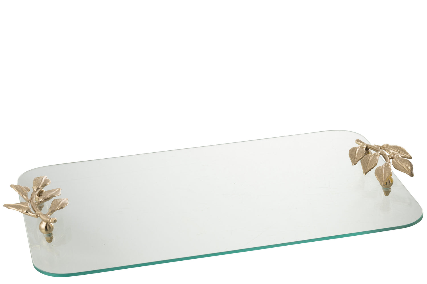 Dienblad Blad Glas/Ijzer Transparant/Goud J-Line