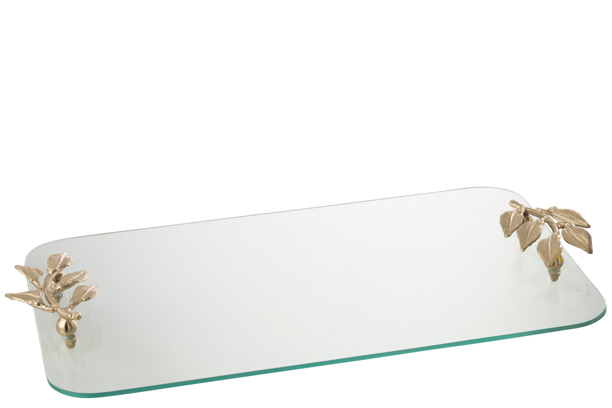 Dienblad Blad Glas/Ijzer Transparant/Goud J-Line