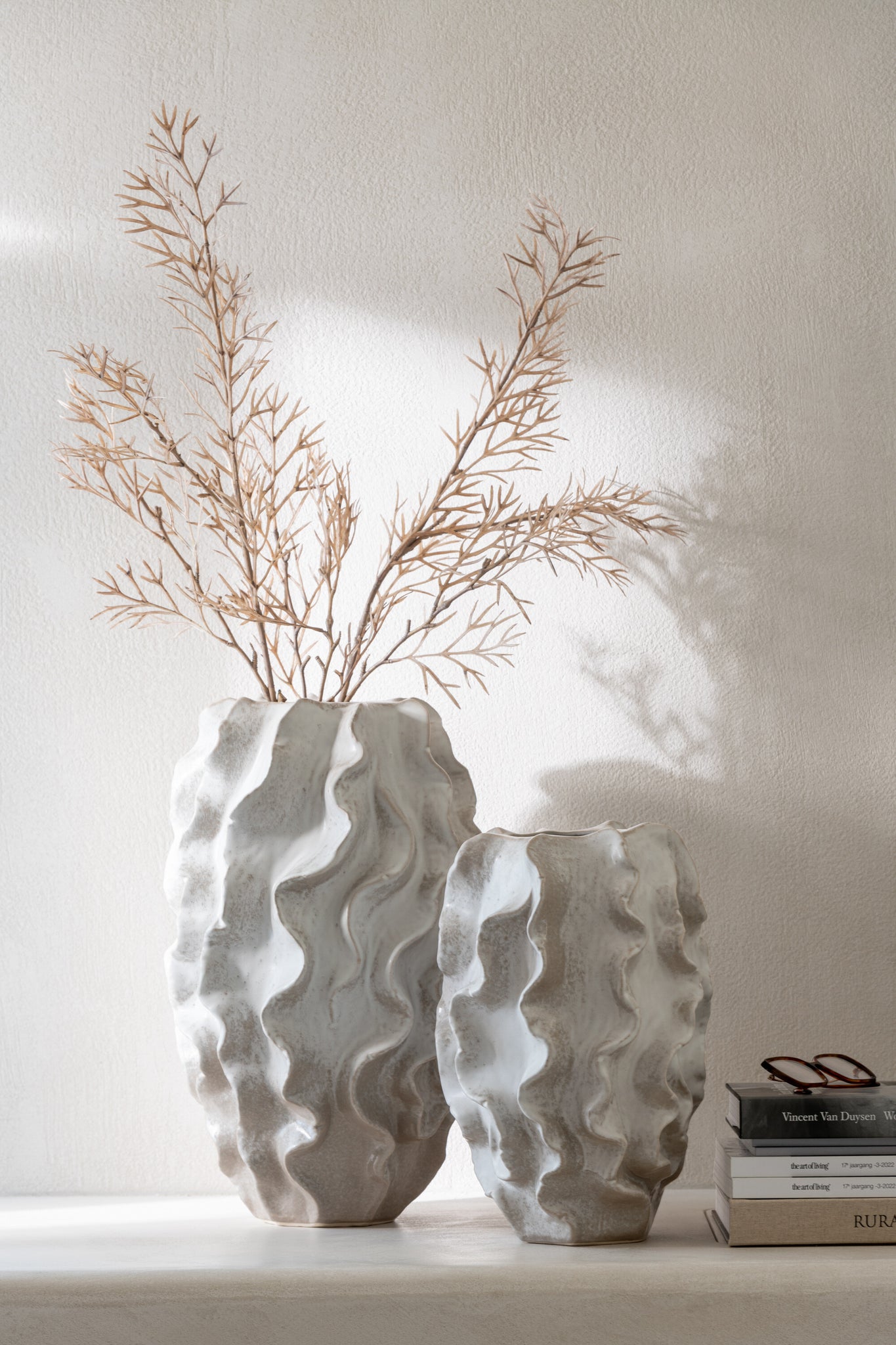 Vaas Abstract Golven Keramiek Beige Large J-Line