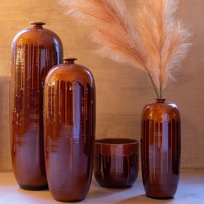Vaas Lee Terra Blinkend Bruin/Oranje Medium Ø24xH75cm J-Line