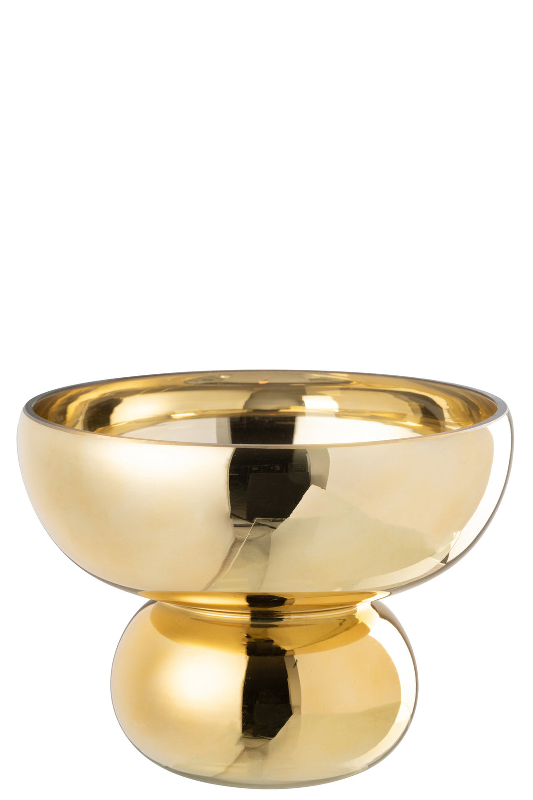 Windlicht Op Voet Afgerond Glas Goud J-Line