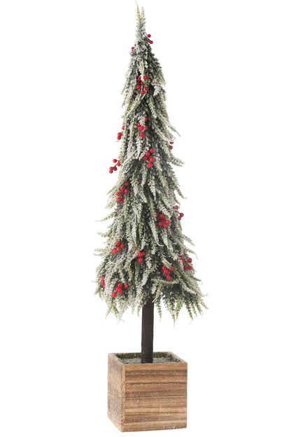 Kerstboom+Led Kunststof Sneeuw Groen/Rood Extra Large H95cm J-Line