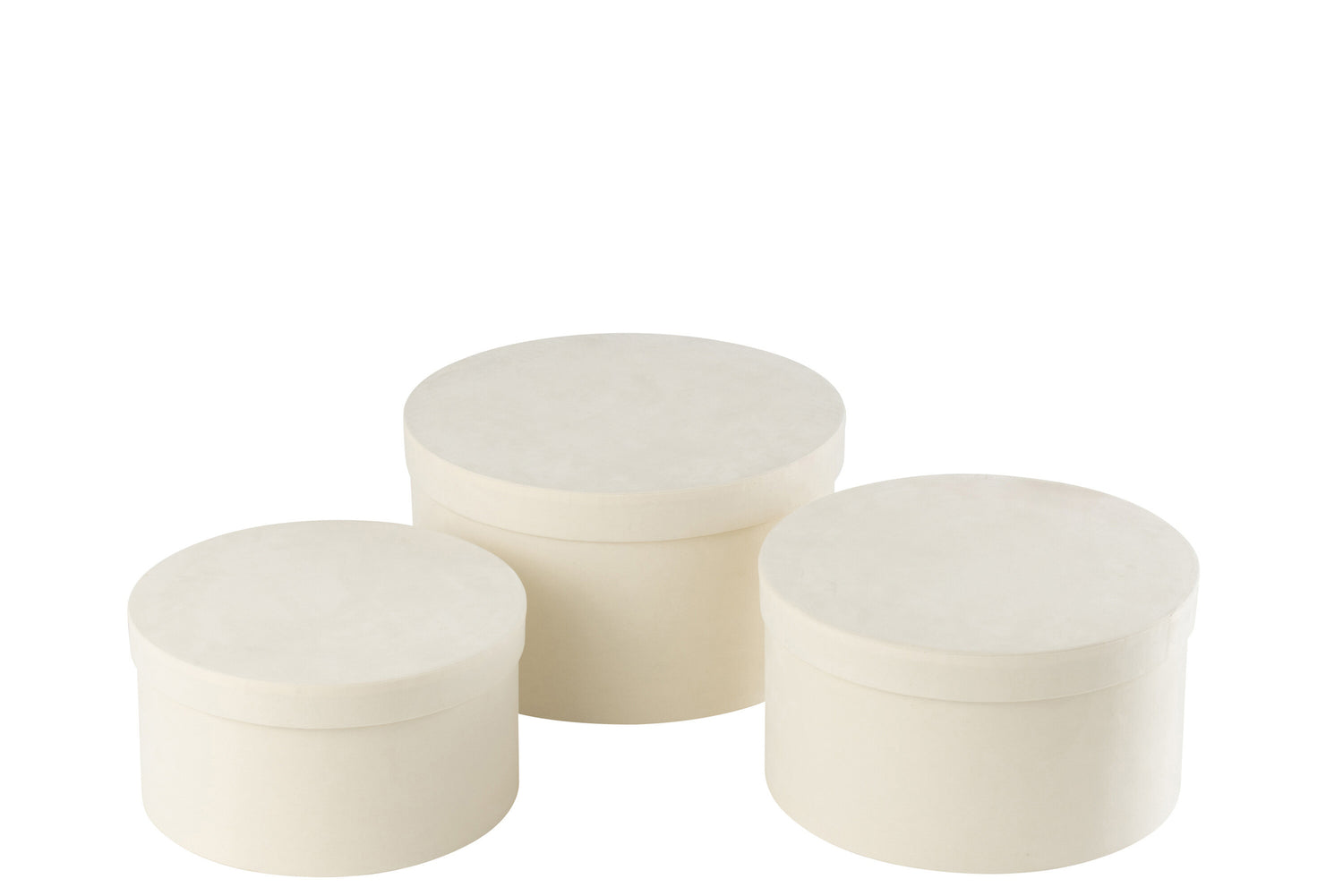 Dozen Rond Plat Fluweel Papier Wit Set van 3 J-Line